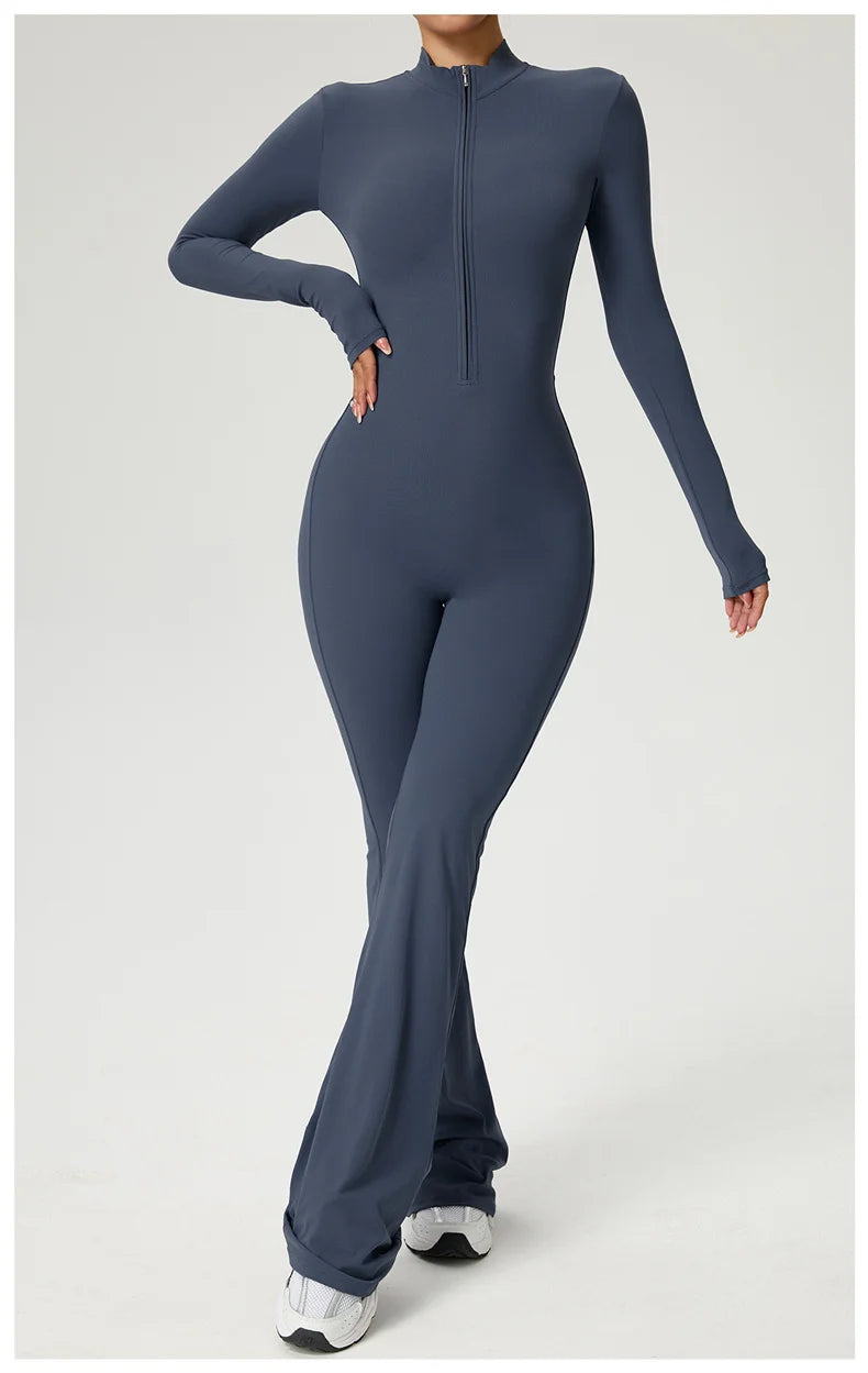 Long Sleeve Fitness Jumpsuit — Polyamide & Elastane