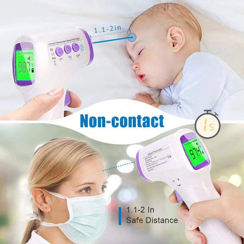 Non-Contact Infrared Forehead Thermometer — LED Display, Baby & Adult