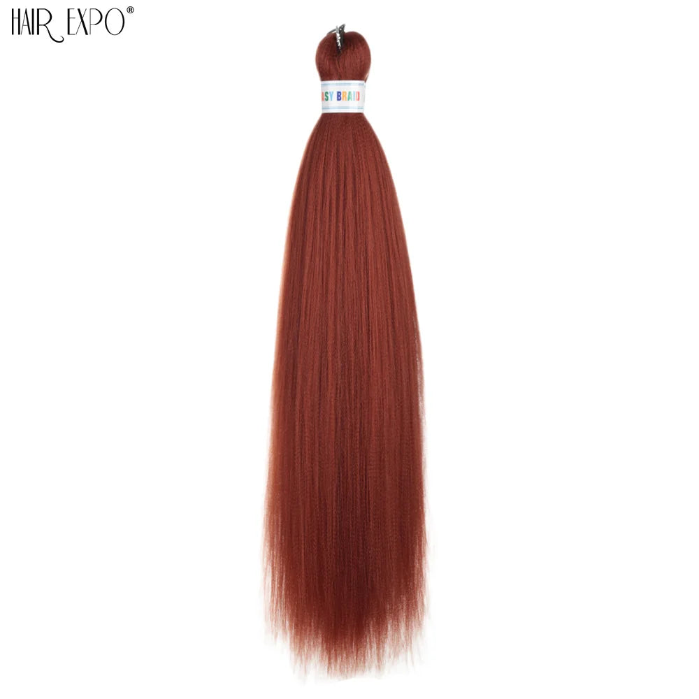 Synthetic braiding hair bundle, reddish brown straight strands