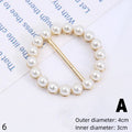 Gold round scarf brooch clip with white pearl beads and gold bar pin