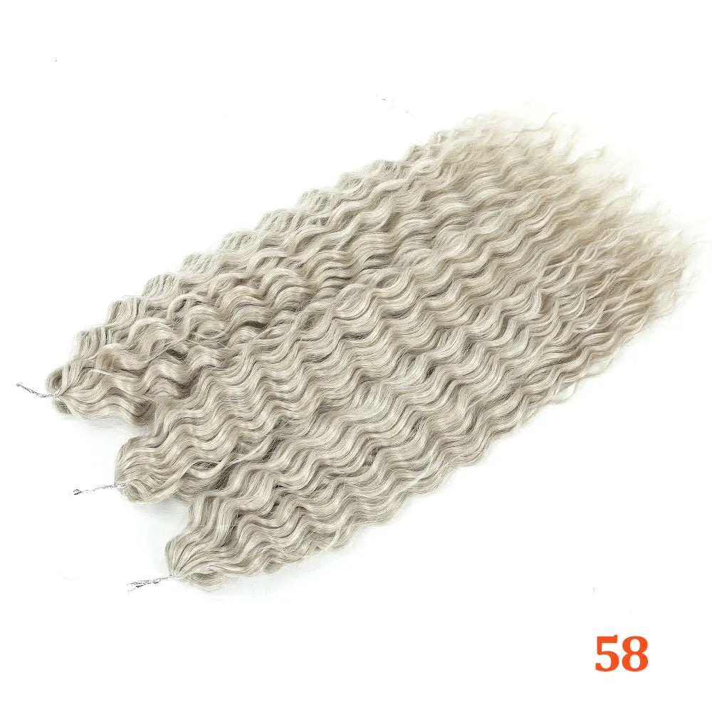 22-inch curl crochet hair extension strand bundle in pale blonde, water-wave curls