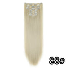 Full head clip-in hair extensions, long straight pale blonde hair with comb clips, 88#