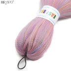 Synthetic braiding hair extension bundle, purple with pink and multicolor streaks