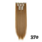 Full head clip-in hair extension, long straight golden brown with snap clips