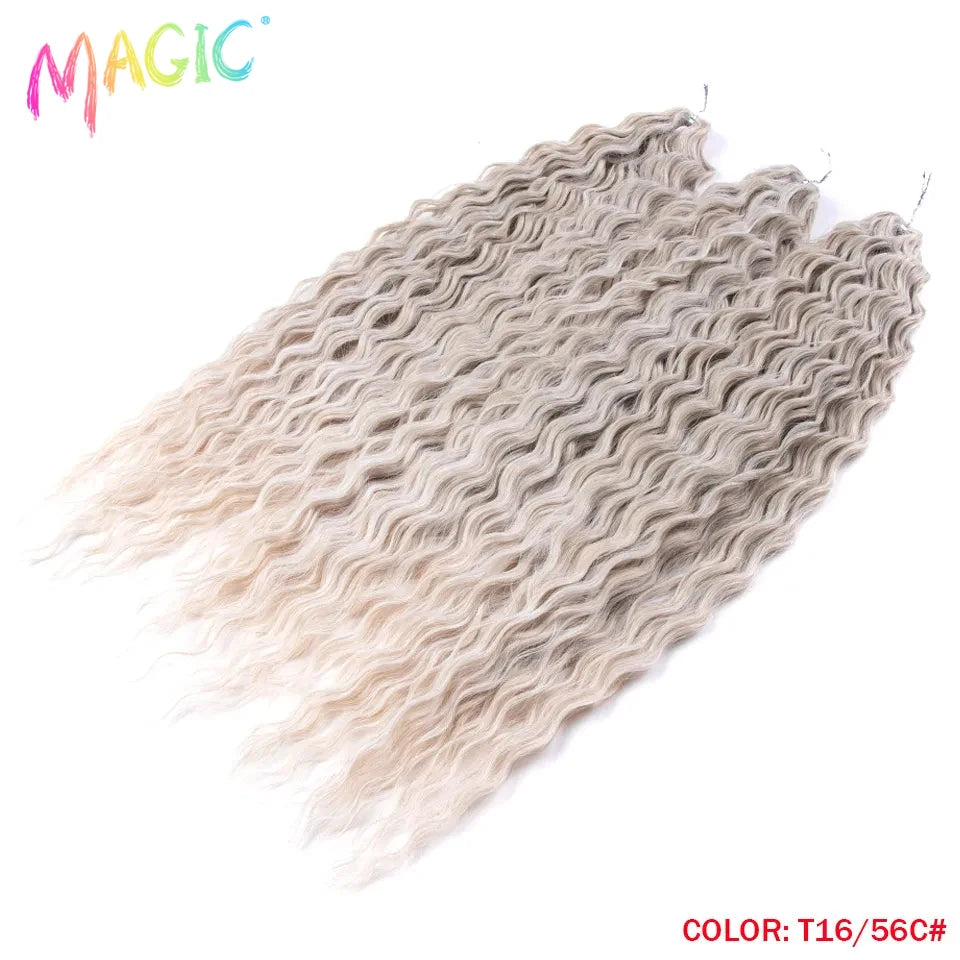 Water-wave crochet braids bundle in light gray wavy curls