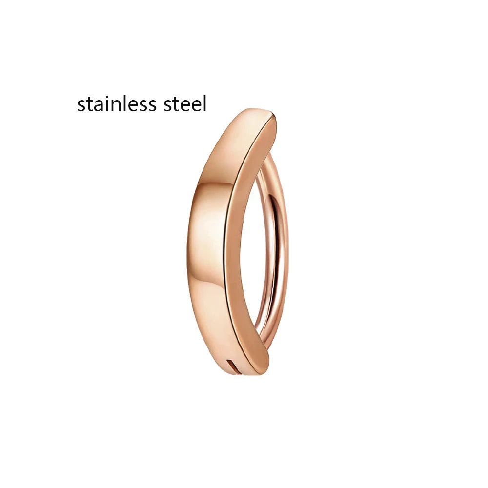 Belly button ring clicker, smooth rose-gold tone flat hoop
