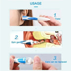 Silicone Ear Wax Remover Tool — 16 Replacement Tips, Safe Spiral Ear Cleaner