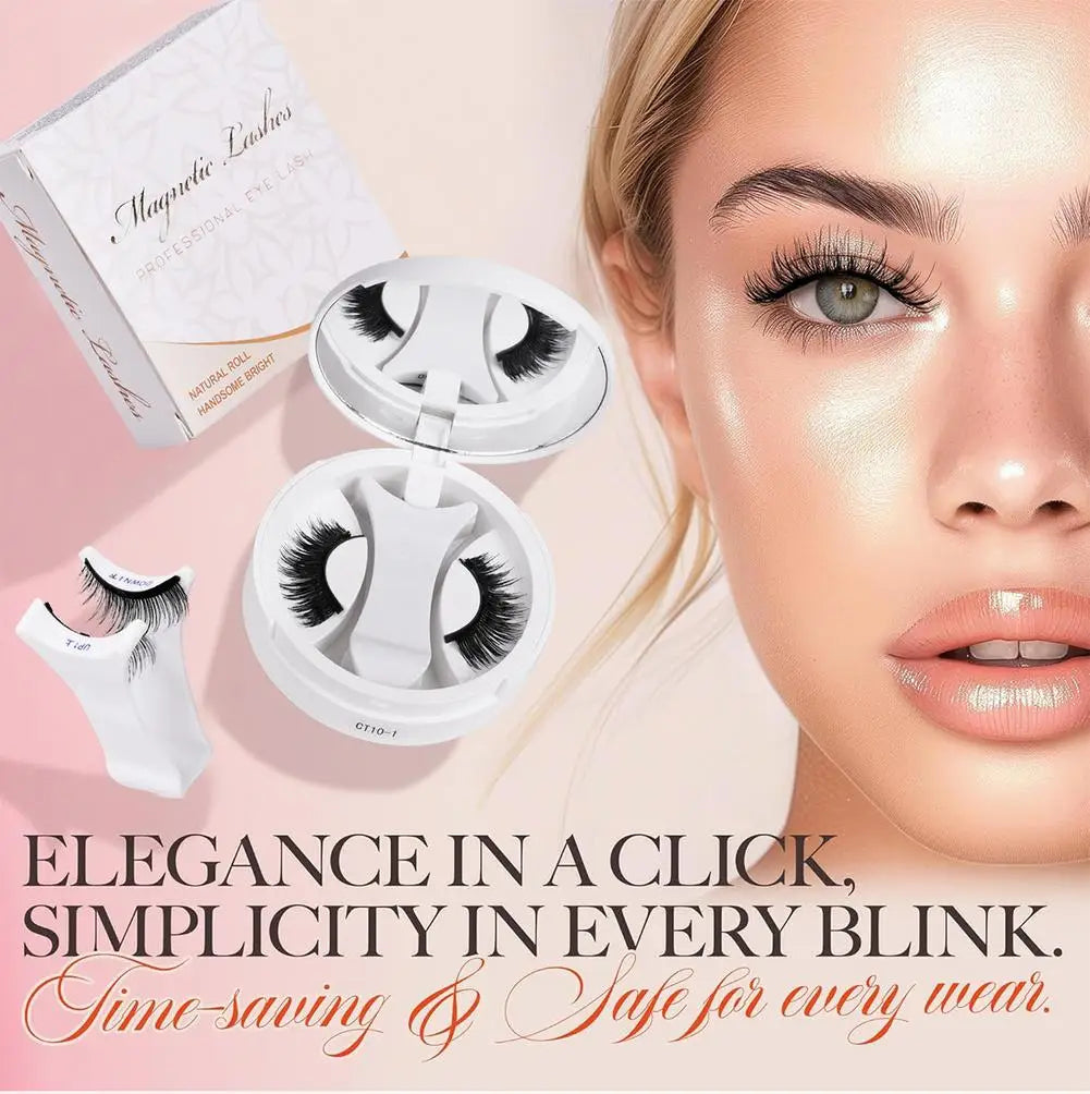 Magnetic faux mink eyelashes set with curved lash pair and applicator