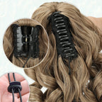 Claw clip ponytail extension inner clamp with synthetic wavy hair, light blonde