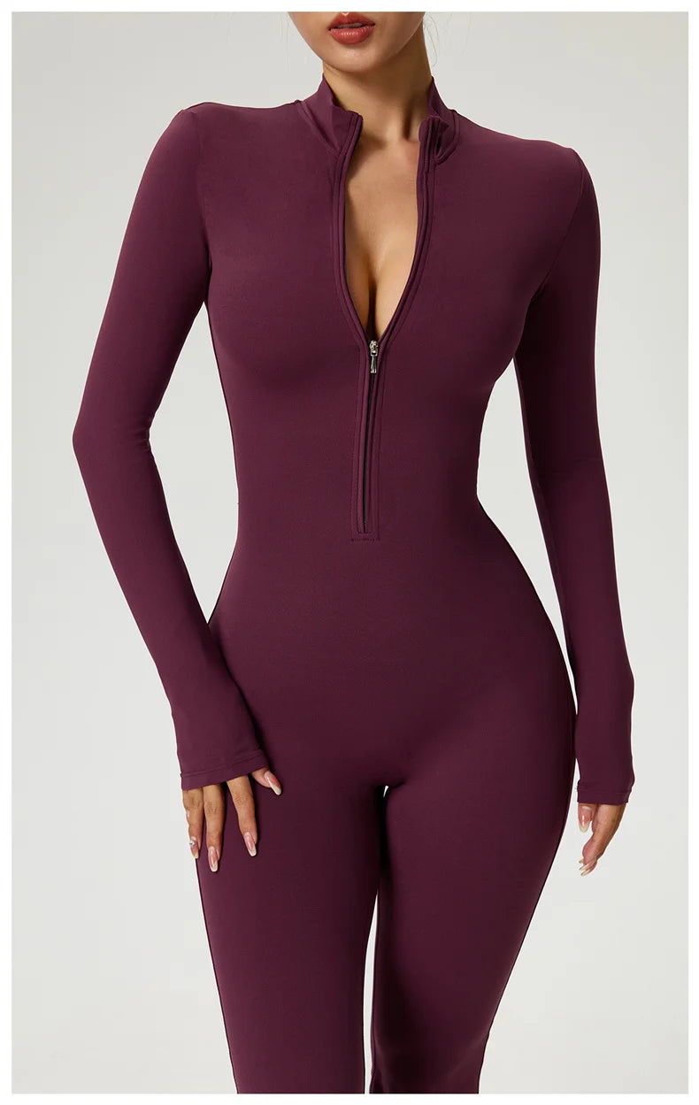 Long Sleeve Fitness Jumpsuit — Polyamide & Elastane
