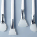 Silicone face mask brush set of four, white handles with white silicone heads