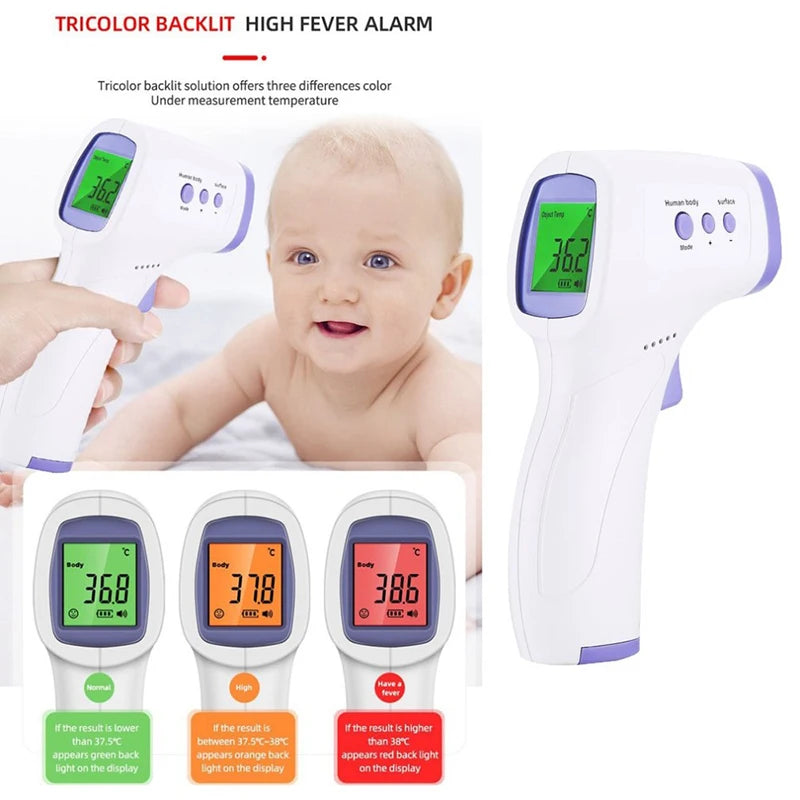 Non-Contact Infrared Forehead Thermometer — LED Display, Baby & Adult