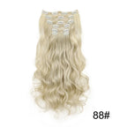 Full head clip-in hair extension, long wavy light blonde with snap clips