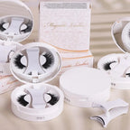 Magnetic faux mink eyelashes with white display tray and applicator, multiple lash styles