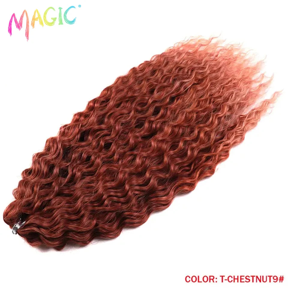 Water wave crochet braids, synthetic deep auburn curls for a rich ombre look