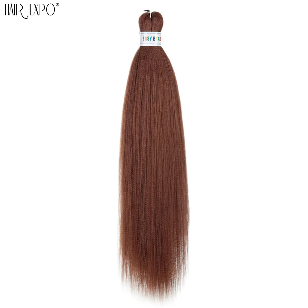 Pre-stretched braiding hair extension, synthetic 26-inch, warm brown bundle