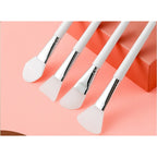 Silicone face mask brush set of four, white handles and flexible white silicone brush heads