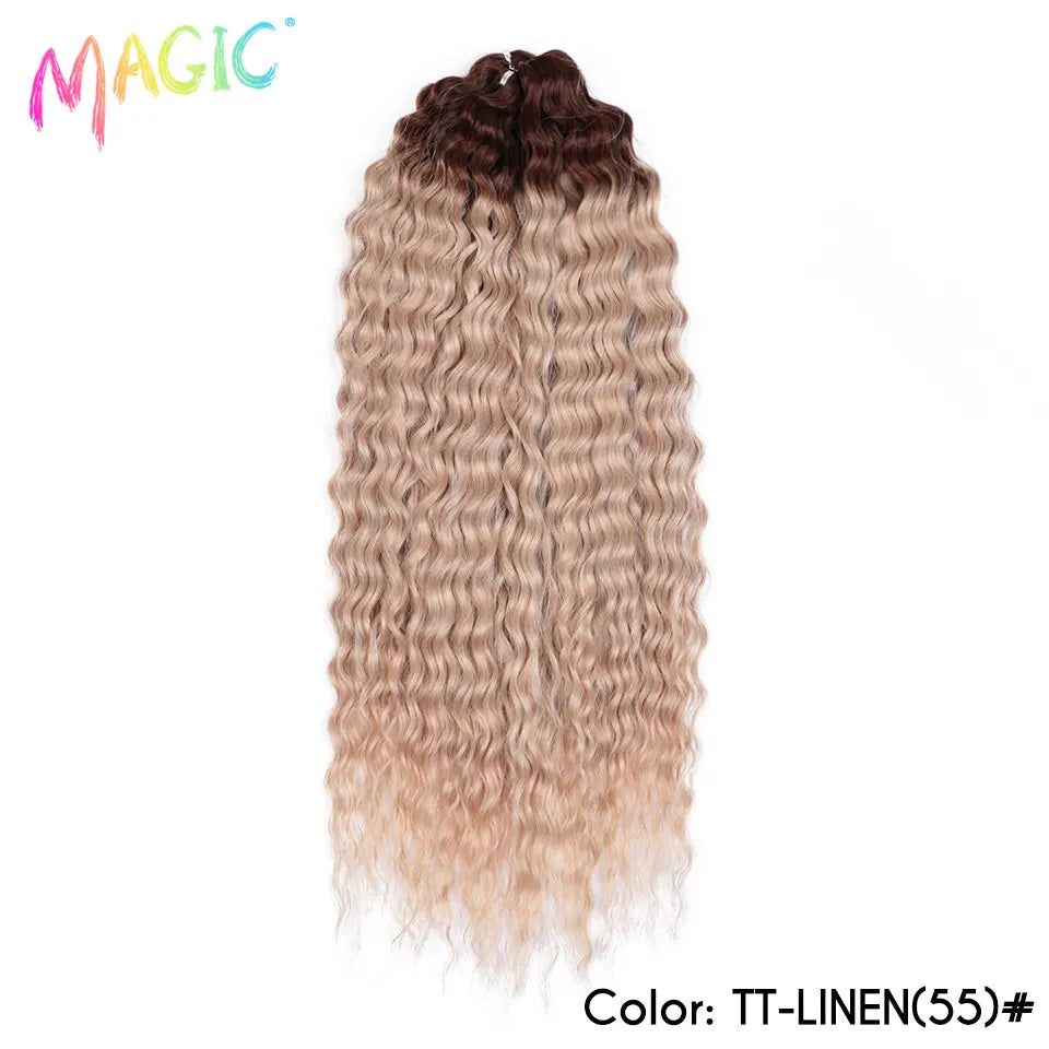 Water wave crochet braids, synthetic ombre with dark brown top and light beige bottom
