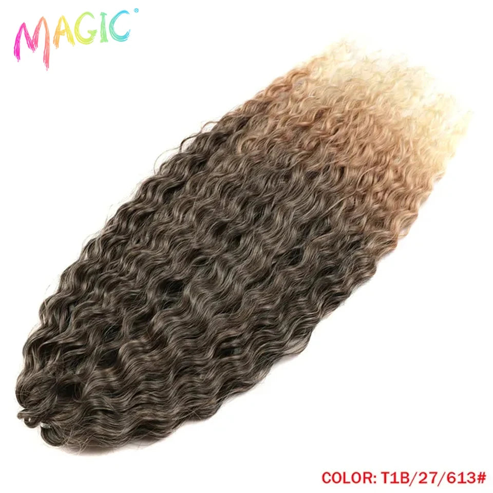 Synthetic water wave crochet braid hair, dark brown with lighter blonde top ombre curls