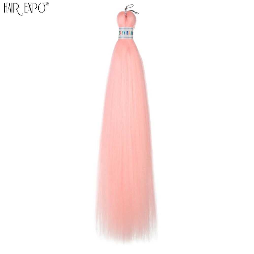 Synthetic braiding hair bundle, light pink ombre straight strands