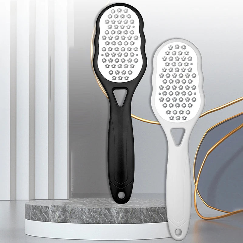 Double-sided foot file set with black and white handles and perforated blades