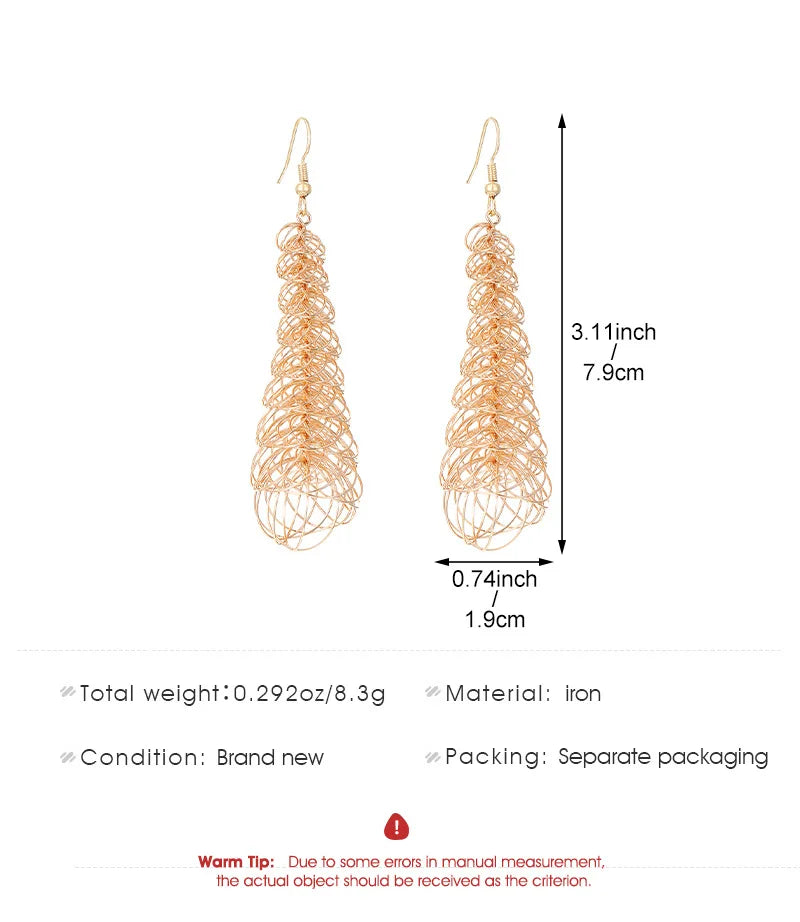 Gold-tone beaded mesh drop earrings in a teardrop shape