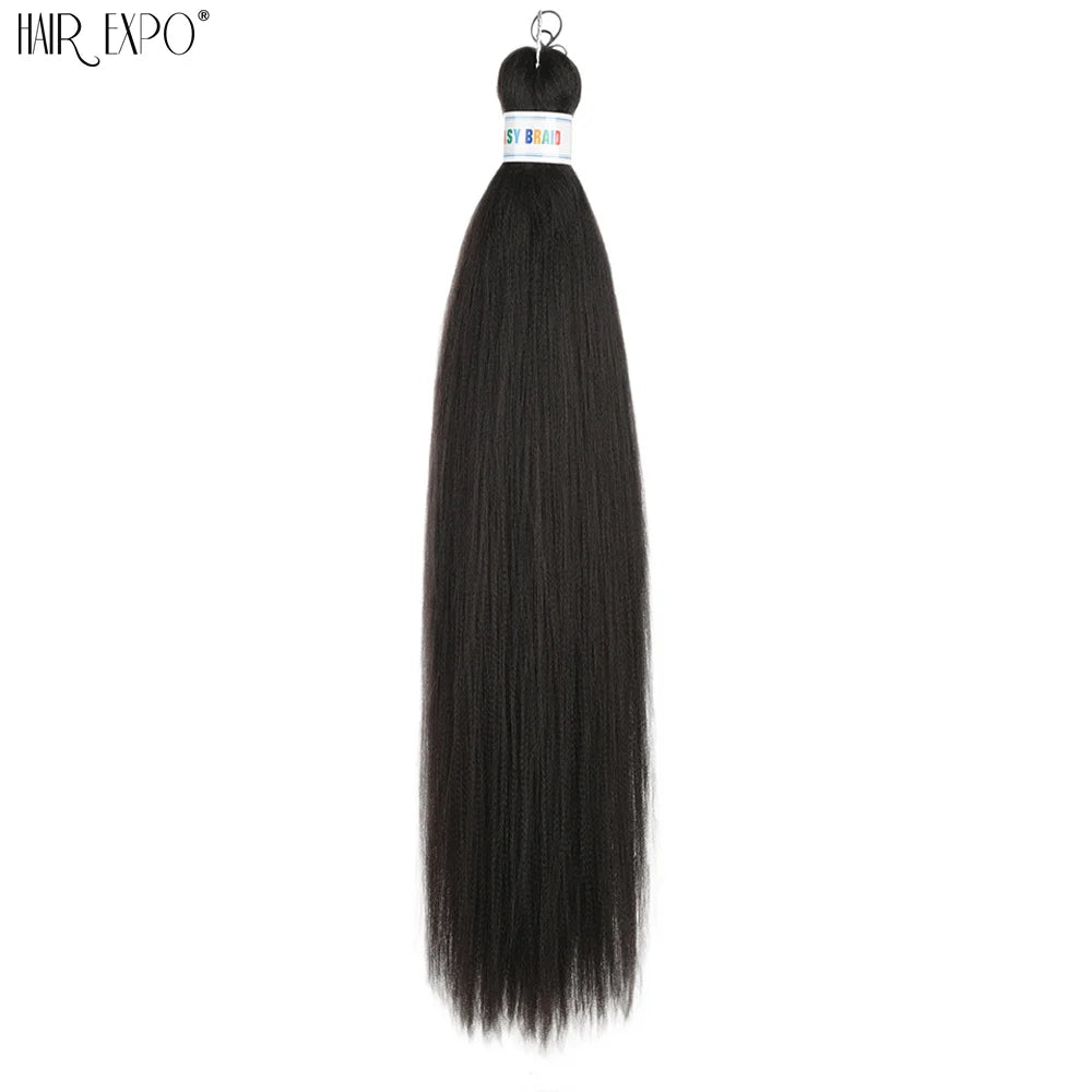 Synthetic braiding hair extension bundle, black to pale tips, looped top.