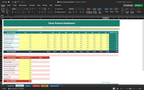 Clinic finance dashboard spreadsheet with monthly table and totals rows