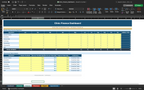 Clinic finance dashboard spreadsheet with patient tracking grid and status columns