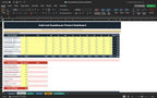 Excel finance dashboard table with yellow and green data rows and totals