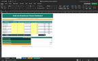 Excel finance dashboard with grid, checklists, and income summary sections