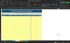 Excel finance dashboard spreadsheet with large yellow grid and expense categories