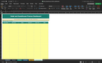 Excel finance dashboard spreadsheet with yellow matrix for bookings and totals