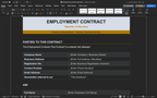 Employment contract template—parties to contract details table with field blanks