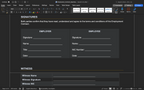 Employment contract template—signatures and dates for employer, employee, and witness