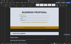Business proposal template cover page with business details fields and date section