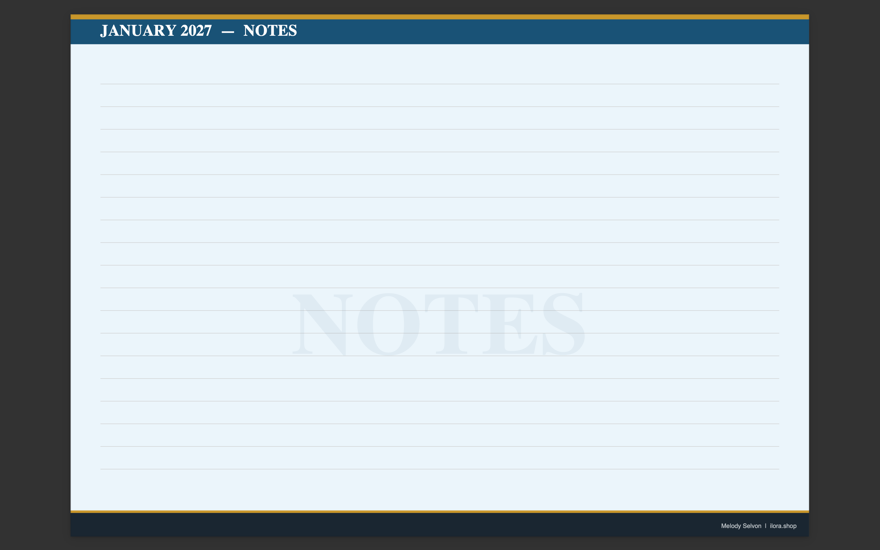 Mauritius 2027 Wall Calendar with Notes — Photography by Melody Selvon