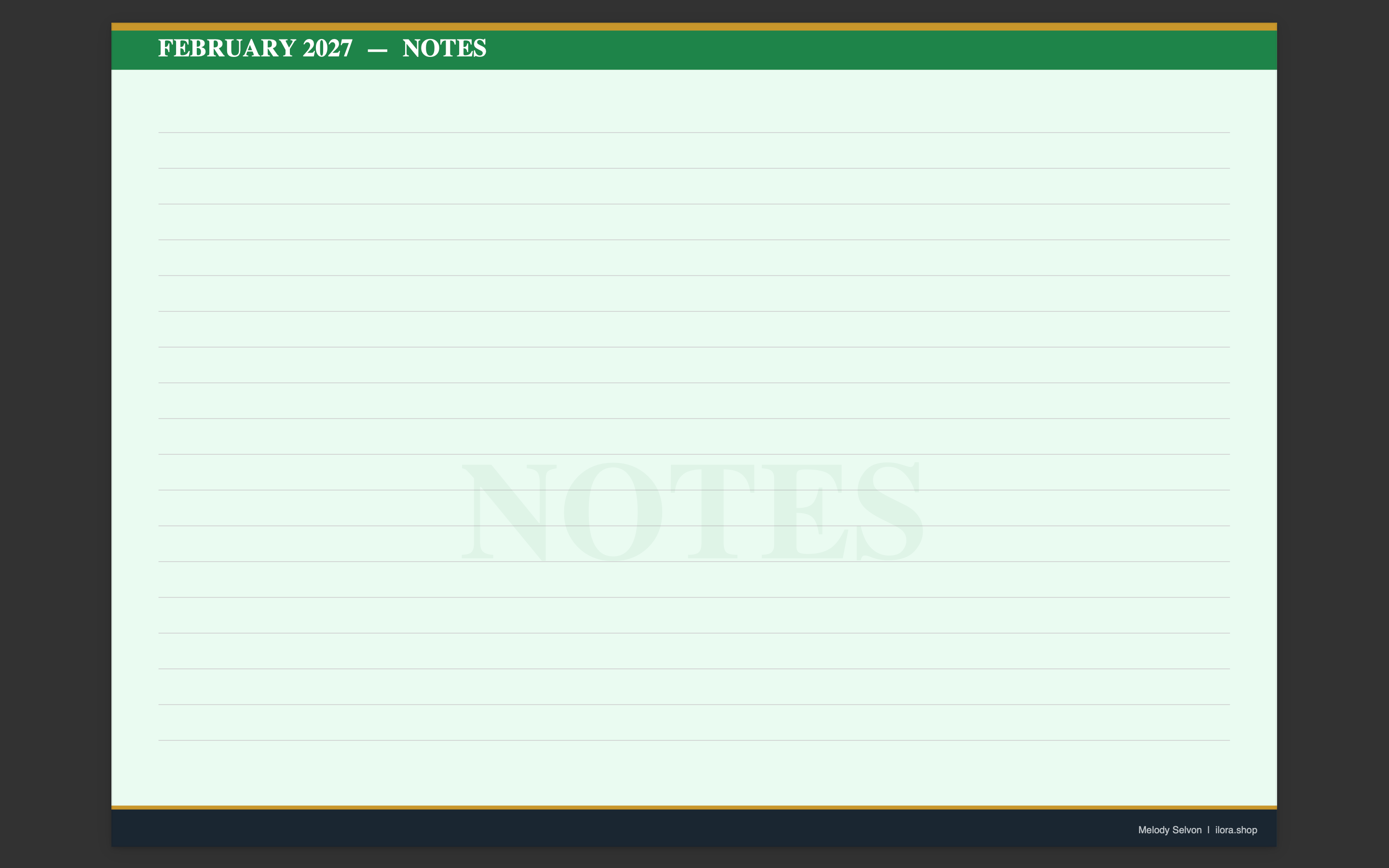 Mauritius 2027 Wall Calendar with Notes — Photography by Melody Selvon