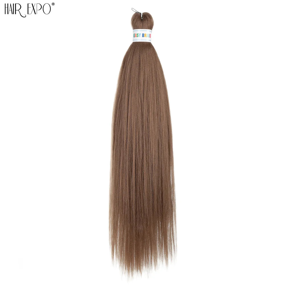 Synthetic braiding hair bundle, medium brown straight strands
