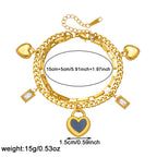 Gold layered chain bracelet with heart charm and small square zircon accents