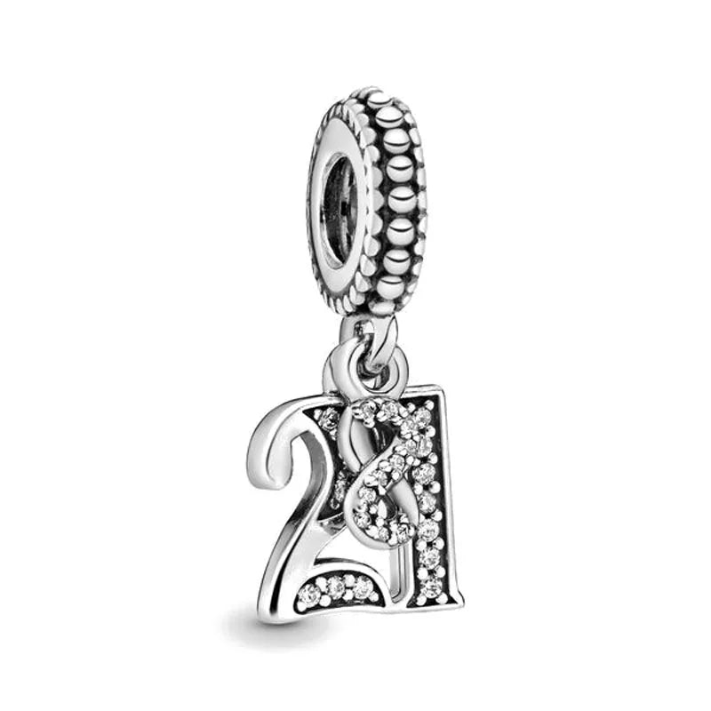 925 sterling silver charm bead shaped like letter "A" with pavé detail