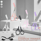 Eyebrow scissors with comb, assorted handle colors on display