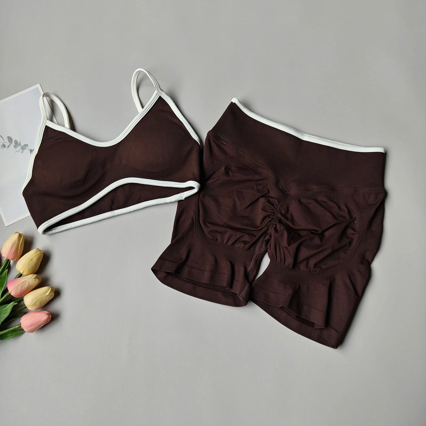Seamless Yoga Bra & Shorts Set — Polyester