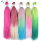 26-inch synthetic pre-stretched braiding hair extension bundles in hot pink and green