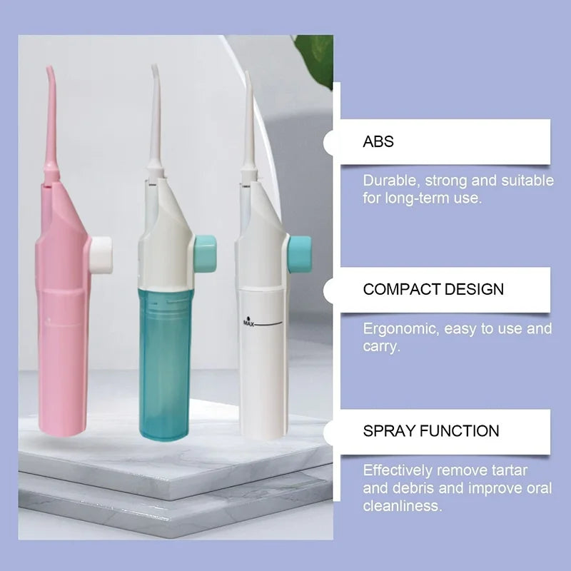 Portable High-Pressure Oral Irrigator — Manual Water Flosser for Teeth Cleaning