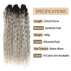 Water-wave crochet hair extensions bundle, dark roots to light gray ombre