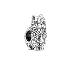 Sterling silver lion face charm bead with textured mane and bracelet loop