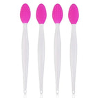 Silicone face cleansing brush set with pink oval heads and white handles