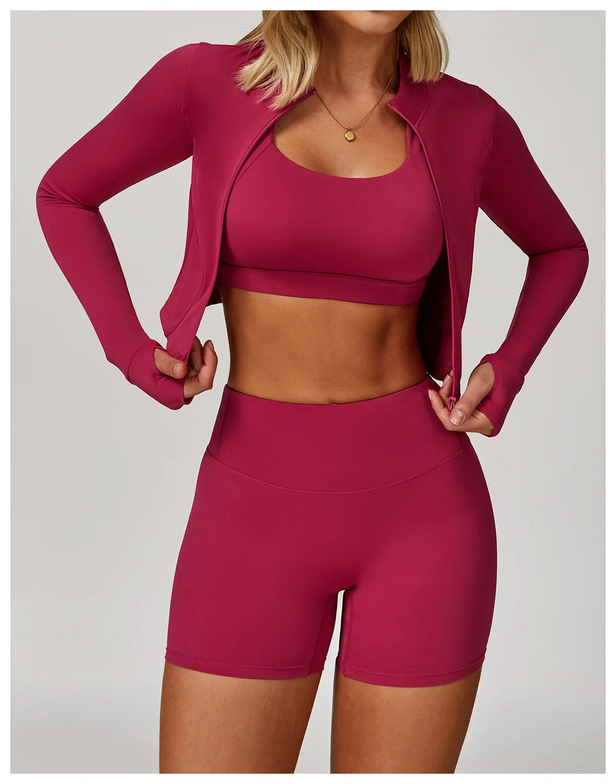 3-Piece Tracksuit Set — Nylon & Spandex