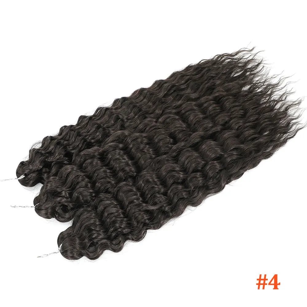 22-inch curl crochet hair extension strand bundle in dark charcoal, water-wave curls